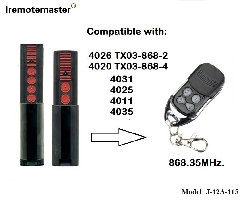 4020 4026 TX03-868-4 Uzaqdan İdarəetmə 868mhz TX03-8-4 Rolling Code üçün